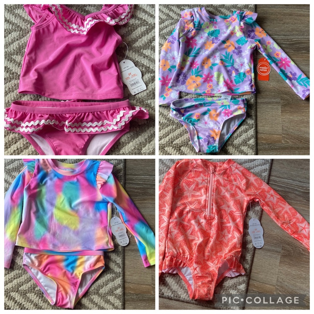 NWT 4Pack Toddler swimsuits - size 3T